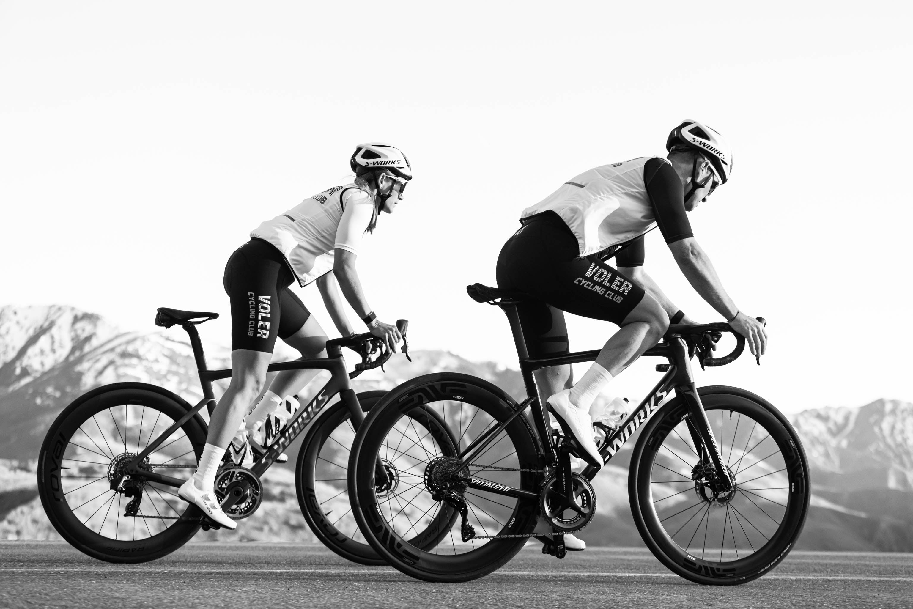 VCC Kits on riders black and white photo