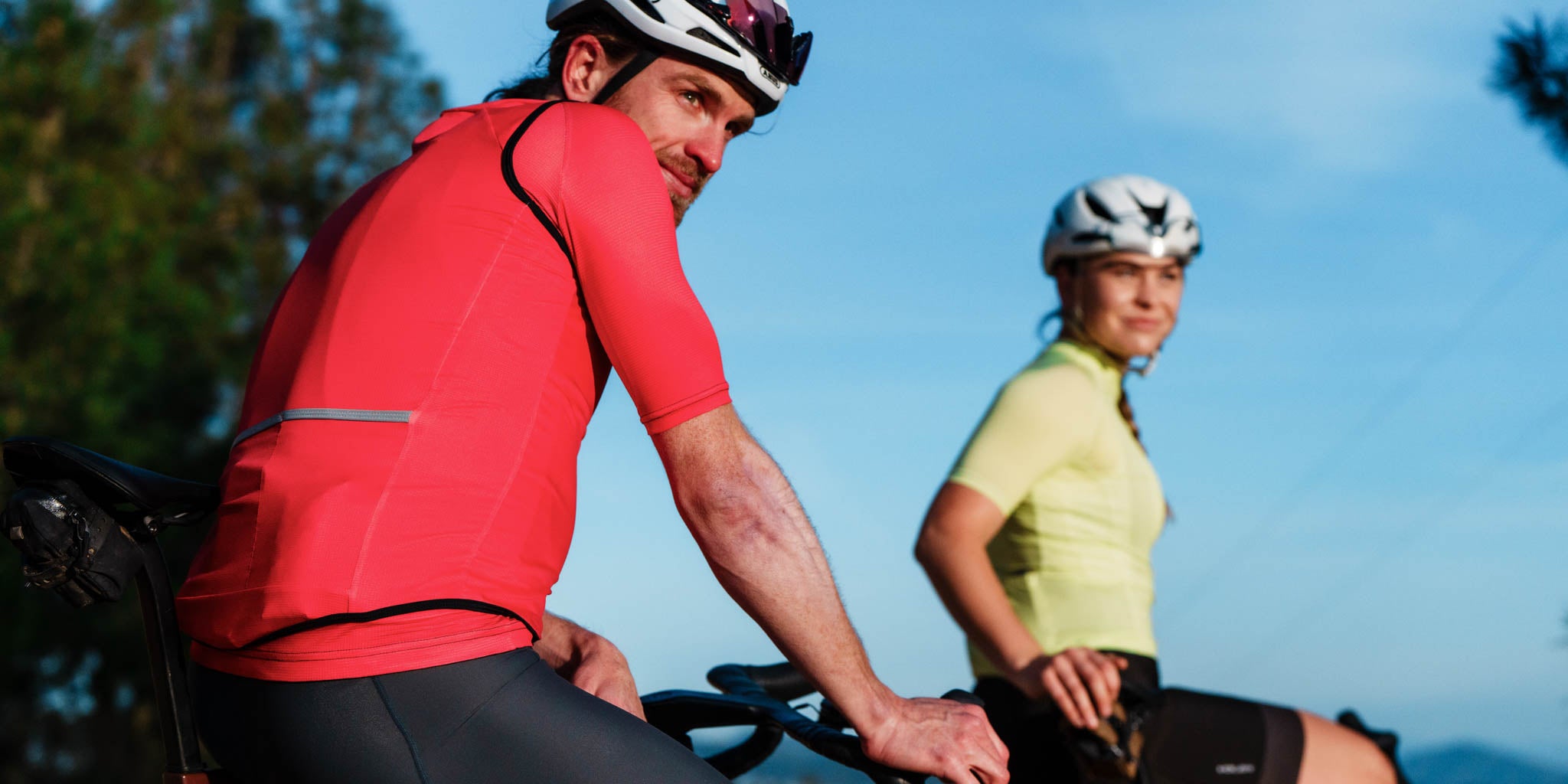 posed shot of two cyclists
