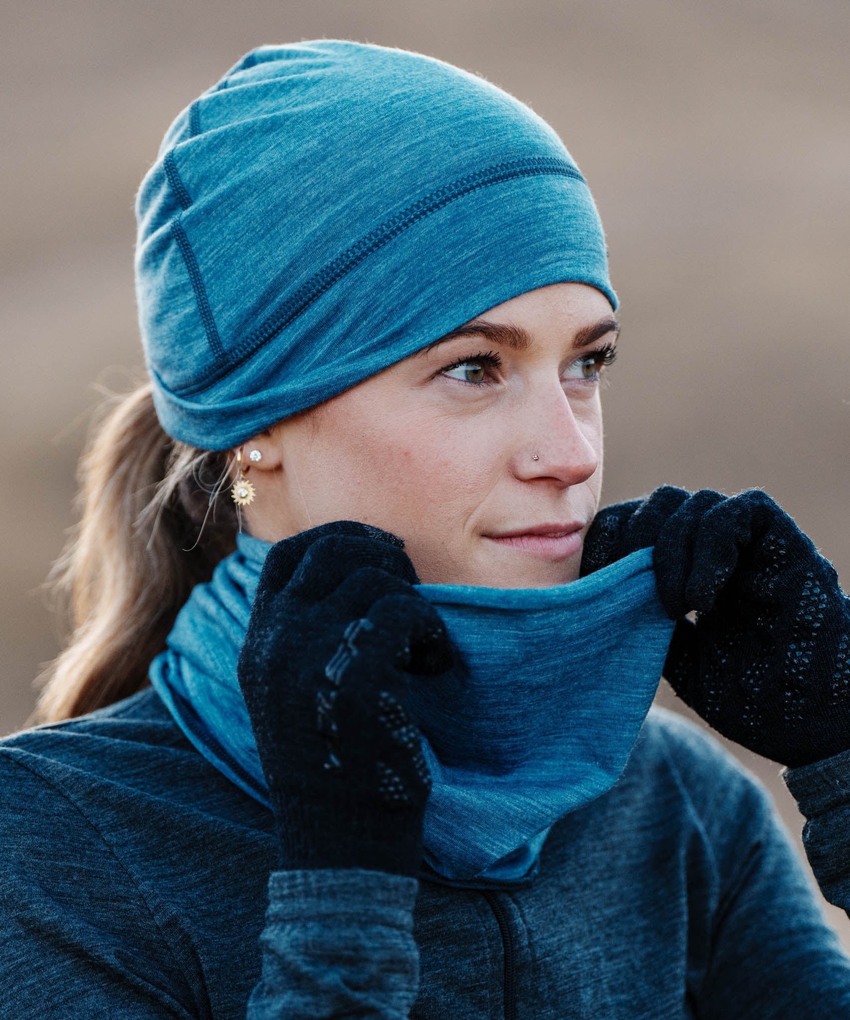 LIGHTWEIGHT MERINO BEANIE - SLATE HEATHER - Voler - ONE - 1240724SLH