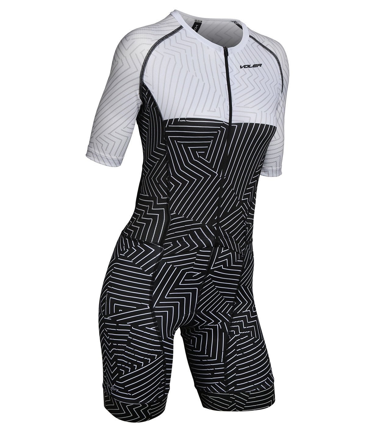 W'S PERFORMANCE TRI SS SKINSUIT - Voler - BLACK AND WHITE - 1020L47PRT