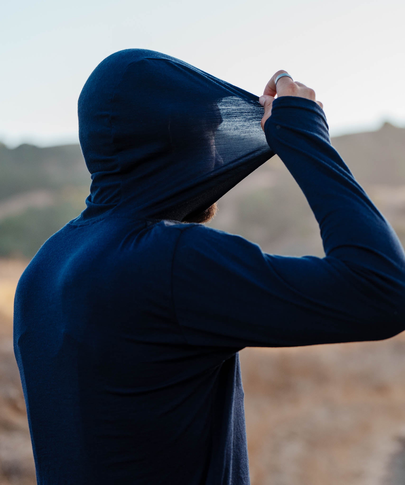 M. MIDWEIGHT MERINO HOODIE - INDIGO - Voler - SML - 1010N70IND