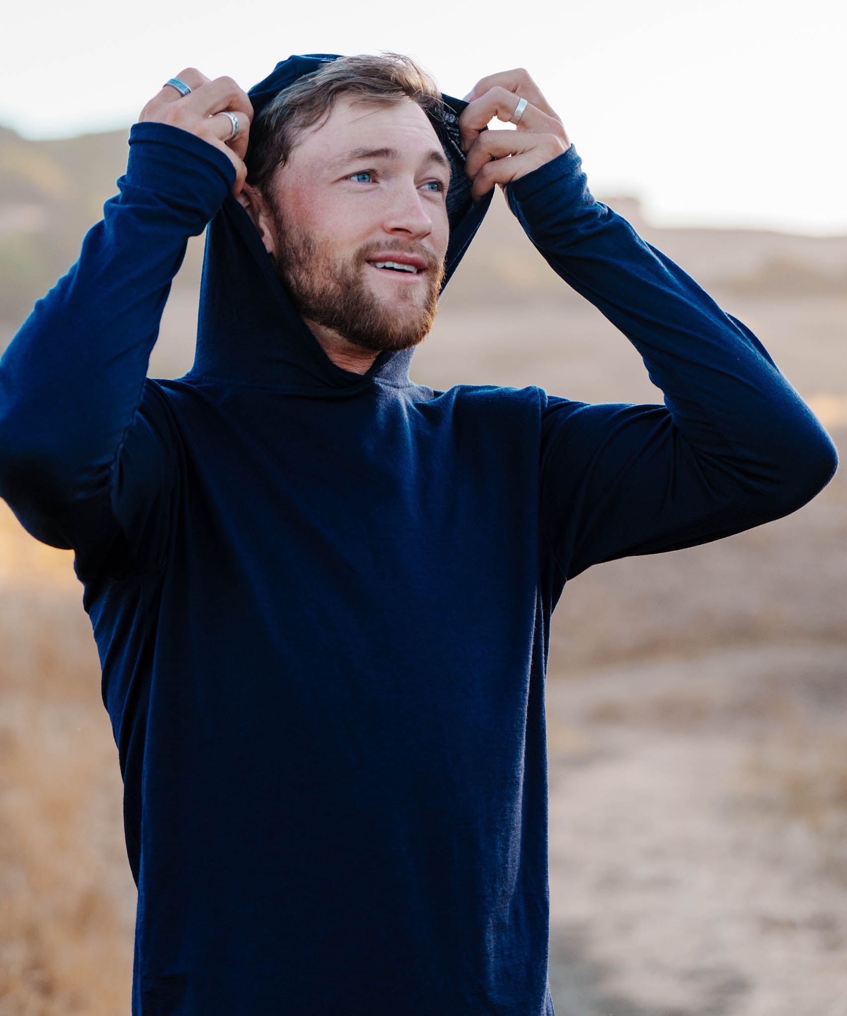 M. MIDWEIGHT MERINO HOODIE - INDIGO - Voler - SML - 1010N70IND